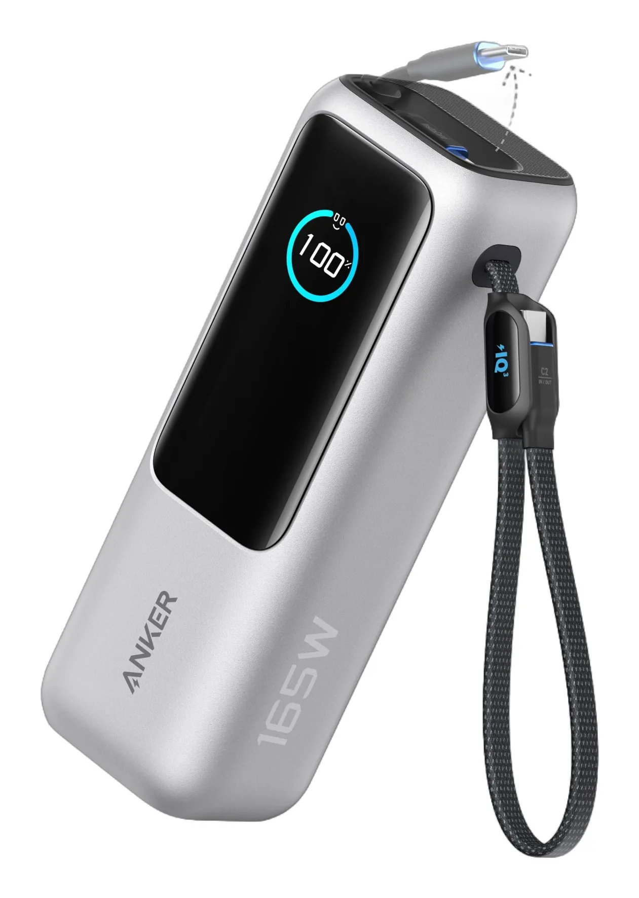 Power bank - Power Bank Anker 25000 mAh. Porturi iesire USB A: 1 ,  Numar porturi USB tip C: 1. Putere totala iesire: 165 W ,  5 A ,  argintiu Cod Produs: A1695H41