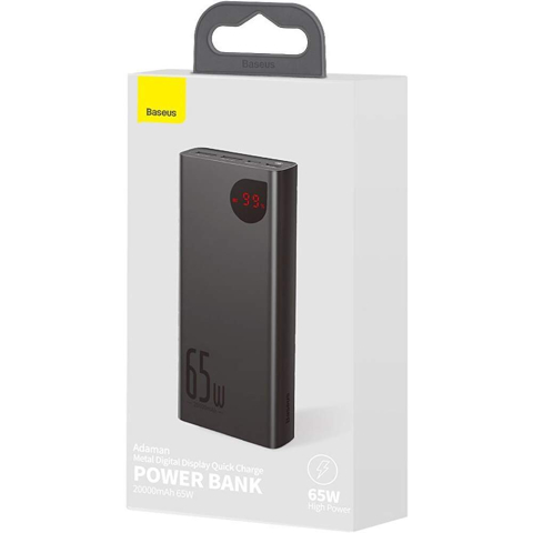 POWER BANK Baseus Adaman Metal ,  20000mAh ,  PD 3.0 + QC 3.0 65W ,  2 x USB; 1 x USB Type-C ,  digital display pt. status baterie ,  total 3A ,  negru ,  Cod Produs: PPIMDA-D01 [3]