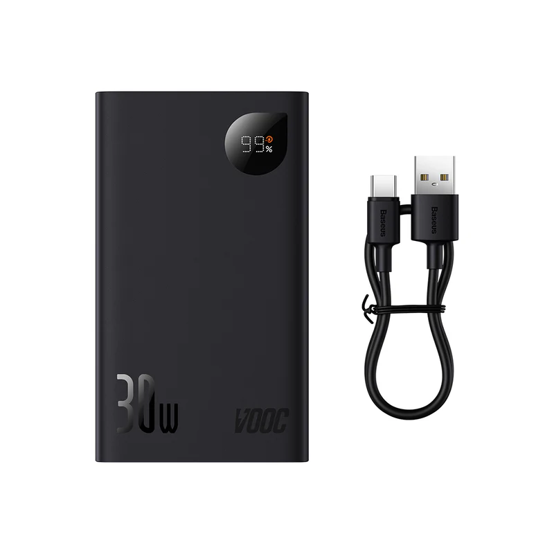 POWER BANK Baseus Adaman2 , display , capacitate 20000mAh , 30W , 1 x USB Type-C , 2 x USB , total 5V/3A , include cablu USB la USB Type-C de 30 cm , negru , Cod Produs: PPAD050101 [2]