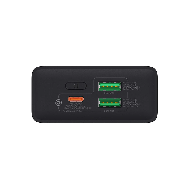 POWER BANK Baseus Adaman2 , display , capacitate 20000mAh , 30W , 1 x USB Type-C , 2 x USB , total 5V/3A , include cablu USB la USB Type-C de 30 cm , negru , Cod Produs: PPAD050101 [3]