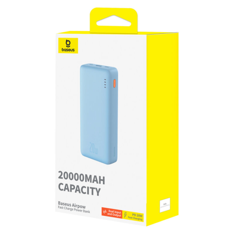 POWER BANK Baseus Airpow ,  20000mAh ,  20W ,  1 x USB; 1 x USB Type-C input/output ,  total 3A ,  include cablu USB la USB Type-C de 50cm ,  albastru ,  Cod Produs: P10022804313-00 [5]
