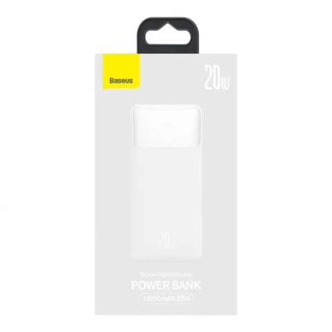 POWER BANK Baseus Bipow , 10000mAh , 20W , 2 x USB; 1 x USB Type-C , digital display pt. status baterie , total 3A , alb , Cod Produs: PPBD050502 [2]