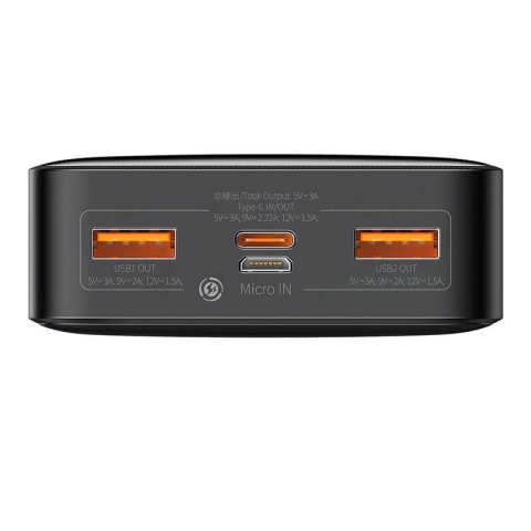 POWER BANK Baseus Bipow , 20000mAh , 20W , 2 x USB; 1 x USB Type-C , digital display pt. status baterie , total 3A , negru , Cod Produs: PPBD050501 [1]