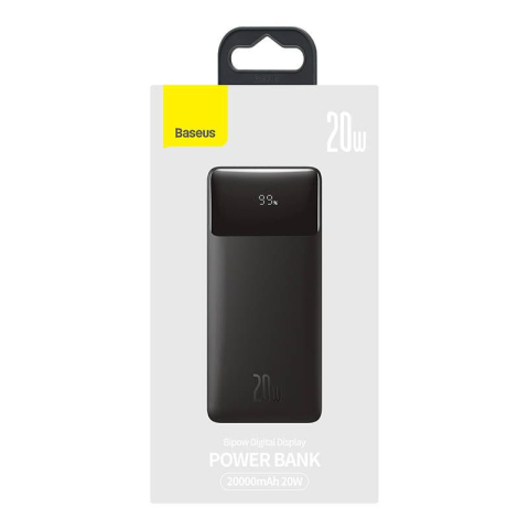 POWER BANK Baseus Bipow , 20000mAh , 20W , 2 x USB; 1 x USB Type-C , digital display pt. status baterie , total 3A , negru , Cod Produs: PPBD050501 [2]