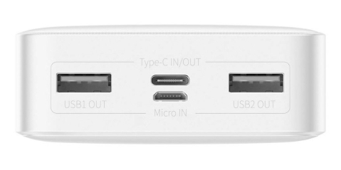 POWER BANK Baseus Bipow Digital Display ,  20000mAh ,  PD 15W ,  2 x USB; 1 x USB Type-C ,  1 x Micro USB digital display pt. status baterie ,  total 3A ,  alb Cod Produs: PPDML-J02 [2]