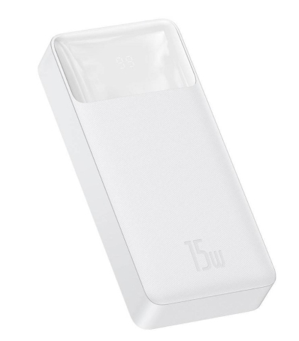 POWER BANK Baseus Bipow Digital Display ,  20000mAh ,  PD 15W ,  2 x USB; 1 x USB Type-C ,  1 x Micro USB digital display pt. status baterie ,  total 3A ,  alb Cod Produs: PPDML-J02 [4]