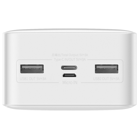 POWER BANK Baseus Bipow Digital Display , 30000mAh , PD 15W , 2 x USB; 1 x USB Type-C , 1 x Micro USB digital display pt. status baterie , total 3A , alb Cod Produs: PPBD050202 [2]