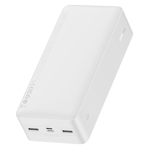 POWER BANK Baseus Bipow Digital Display , 30000mAh , PD 15W , 2 x USB; 1 x USB Type-C , 1 x Micro USB digital display pt. status baterie , total 3A , alb Cod Produs: PPBD050202 [0]