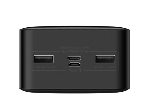 POWER BANK Baseus Bipow Digital Display ,  30000mAh ,  PD 15W ,  2 x USB; 1xUSB Type-C ,  1xMicro USB digital display pt. status baterie ,  total 3A ,  negru Cod Produs: PPBD050201 [2]