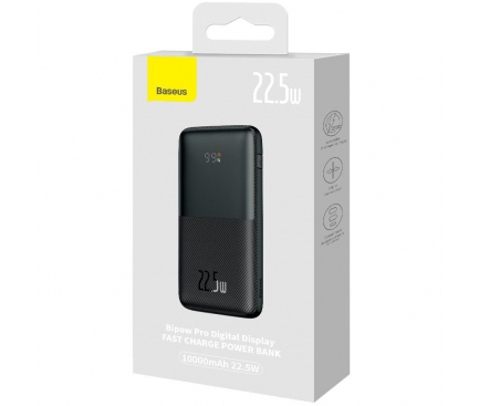 POWER BANK Baseus Bipow Pro , 10000mAh , PD 22.5W , 2 x USB; 1 x USB Type-C , digital display pt. status baterie , total 3A , negr Cod Produs: PPBD040001 [4]