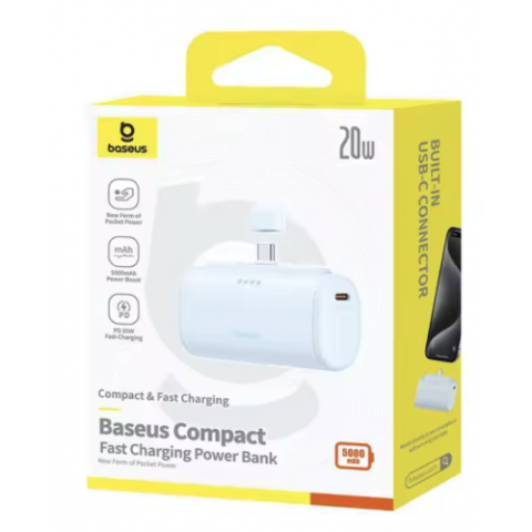 POWER BANK Baseus Compact ,  capacitate 5000mAh ,  20W ,  1 x USB Type-C ,  total 5V/2.4A ,  albastru ,  Cod Produs: P10068306313-00 [1]