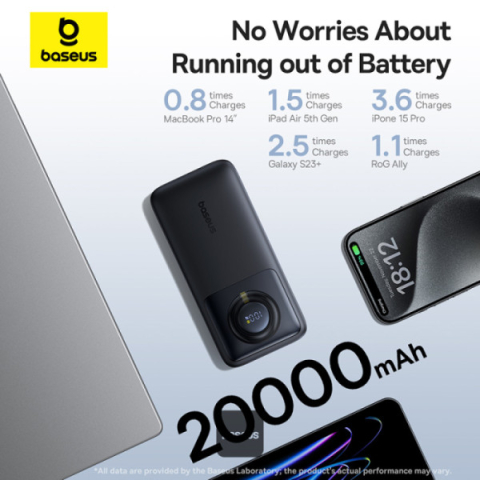 POWER BANK Baseus Free2Pull ,  display ,  capacitate 20000mAh ,  65W ,  cablu integrat USB Type-C ,  1 x USB Type-C ,  total 5V/3A ,  negru ,  Cod Produs: P10073700123-00 [5]