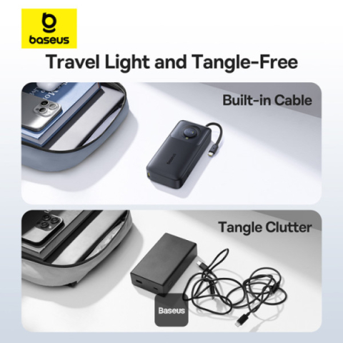 POWER BANK Baseus Free2Pull ,  display ,  capacitate 20000mAh ,  65W ,  cablu integrat USB Type-C ,  1 x USB Type-C ,  total 5V/3A ,  negru ,  Cod Produs: P10073700123-00 [3]