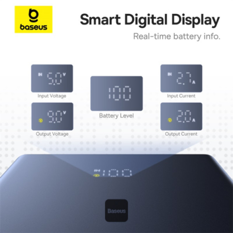 POWER BANK Baseus PicoGo ,  display ,  capacitate 10000mAh ,  20W ,  2 x USB Type-C ,  1 x USB ,  total 5V/3A ,  include cablu Type-C to Type-C 60W lungime 30cm ,  negru ,  Cod Produs: P10076801123-00 [4]