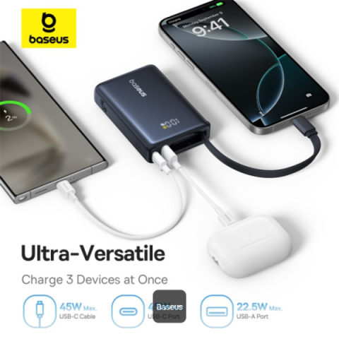 POWER BANK Baseus PicoGo ,  display ,  capacitate 10000mAh ,  45W ,  cablu integrat USB Type-C ,  1 x USB Type-C ,  1 x USB ,  total 5V/3A ,  negru ,  Cod Produs: P10076803123-00 [2]