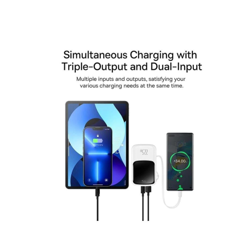 POWER BANK Baseus Qpow Pro Digital Display ,  10000mAh ,  22.5W ,  1 x cablu integrat USB Type-C output/input ,  1 x USB ,  1 x Lightning ,  alb Cod Produs: PPQD060102 [3]