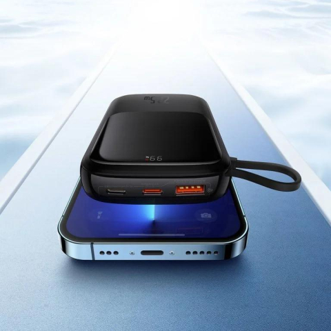 POWER BANK Baseus Qpow Pro Digital Display ,  10000mAh ,  22.5W ,  1 x cablu integrat USB Type-C output/input ,  1 x USB ,  1 x Lightning ,  negru ,  Cod Produs: PPQD020101 [2]