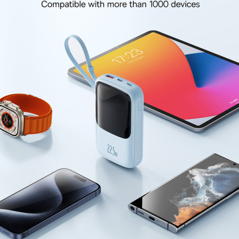 POWER BANK Baseus Qpow Pro+ Digital Display ,  10000mAh ,  22.5W ,  2 x USB Type-C output/input ,  1 x USB ,  1 x Lightning ,  albastru ,  Cod Produs: P10067101313-00 [3]