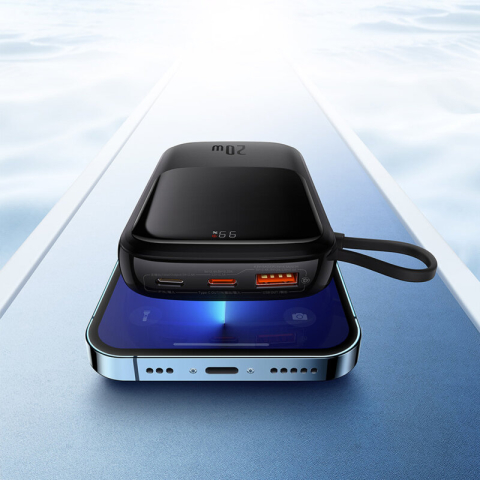POWER BANK Baseus Qpow Pro Digital Display ,  20000mAh ,  20W ,  1 x cablu integrat Iphone Lightning output ,  1 x USB ,  1 x USB Type-C ,  negru ,  Cod Produs: PPQD060201 [2]