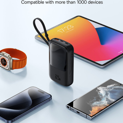 POWER BANK Baseus Qpow Pro+ ,  display ,  capacitate 10000mAh ,  22.5W ,  1 x USB; 1 x USB Type-C ,  cablu integrat 1 x USB Type-C ,  total 5V/2.4A ,  negru ,  Cod Produs: P10067101113-00 [4]