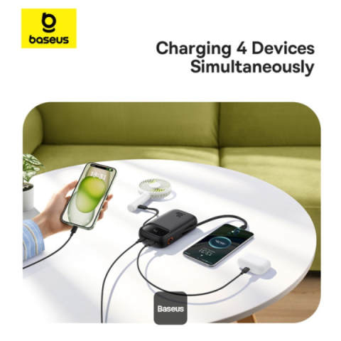 POWER BANK Baseus Qpow2 Digital Display , 20000mAh , 30W , 2 x USB Type-C output/input , 1 x USB , include cablu USB Type-C la USB Type-C 30cm , negru , Cod Produs: P10055009113-00 [1]