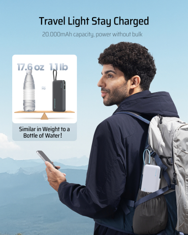 POWER BANK Cuktech CP25 ,  20000mAh ,  55W ,  1 x USB; 1 x USB Type-C ,  1 x cablu USB Tpe-C integrat ,  digital display pt. status baterie ,  gri Cod Produs: CUKP200NGLDG [8]