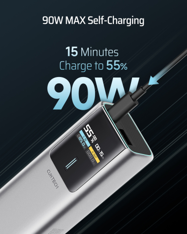 POWER BANK Cuktech P+ Series 1C1A ,  10000mAh ,  150W ,  1 x USB; 1 x USB Type-C ,  digital display pt. status baterie ,  gri Cod Produs: CKPB100PGLBK [2]