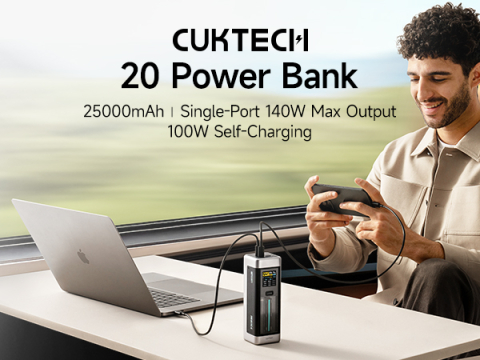 POWER BANK Cuktech P+ Series 2C1A ,  25000mAh ,  PD 3.1 ,  210W ,  1 x USB; 2 x USB Type-C ,  digital display pt. status baterie ,  negru ,  Cod Produs: CUK00P23GLBK [1]
