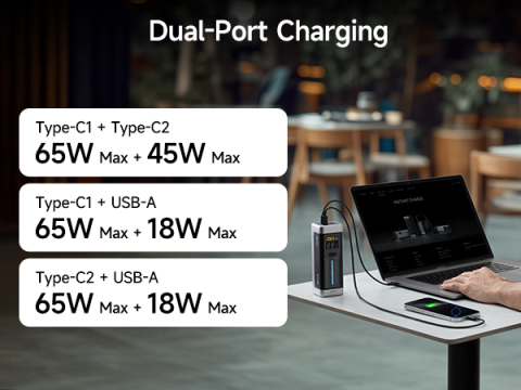 POWER BANK Cuktech P+ Series 2C1A ,  25000mAh ,  PD 3.1 ,  210W ,  1 x USB; 2 x USB Type-C ,  digital display pt. status baterie ,  negru ,  Cod Produs: CUK00P23GLBK [13]