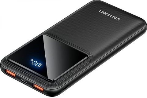 Power bank - POWER BANK Vention 10000mAh/37Wh ,  22.5W  ,  2 x USB; 1 x USB Type-C ,  1 x Micro USB ,  digital display pt. status baterie ,  max. 3A ,  negru ,  Cod Produs: FHKB0