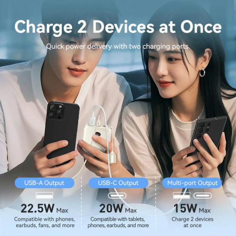 POWER BANK Vention 10000mAh Power Bank (USB-C + USB-C/USB-C/USB-A) with Built-in USB-C to USB-C Cable 22.5W Black LED Display Type  ,  Cod Produs: FKAB0-C [3]