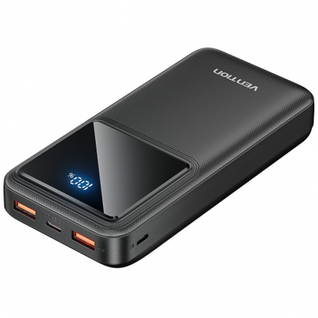 Power bank - POWER BANK Vention 20000mAh/74Wh ,  22.5W  ,  2 x USB; 1 x USB Type-C ,  1 x Micro USB ,  digital display pt. status baterie ,  max. 3A ,  negru ,  Cod Produs: FHLB0