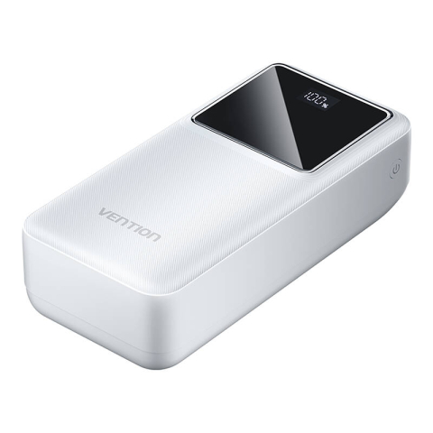 POWER BANK Vention 30.000 mAh ,  22.5W PD 20W ,  QC ,  &nbsp;1x USB-C ,  2x USB-A ,  1x micro USB (doar pt incarcare) ,  afisaj LED ,  cablu USB A - USB-C 30cm inclus ,  700g ,  alb ,  Cod Produs: FHM [2]