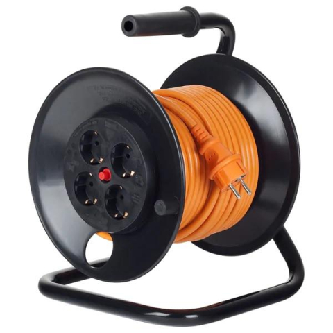 Prize si prelungitoare - PRELUNGITOR Bachmann ,  Schuko x 4 ,  conectare prin Schuko (T) ,  cablu 25 m ,  protectie supratensiune ,  negru | portocaliu ,  Cod Produs: B392.425