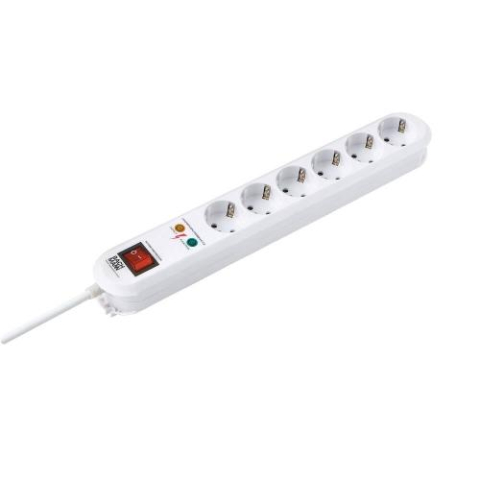 Prize si prelungitoare - PRELUNGITOR Bachmann , Schuko x 6 , conectare prin Schuko (T) , cablu 1.5 m , fara protectie , alb , Cod Produs: 381.250KR
