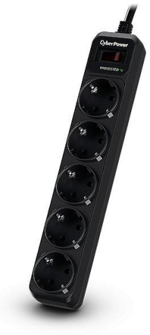Prize si prelungitoare - PRELUNGITOR CYBER POWER ,  Schuko x 5 ,  conectare prin Schuko (T) ,  cablu 1.8 m ,  10 A ,  protectie supratensiune ,  negru ,  Cod Produs: B0520SCO-DE