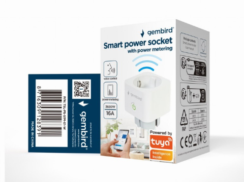 PRELUNGITOR GEMBIRD , Schuko x 1 , WiFi , conectare prin Schuko (T) , 16 A , 3680W , compatibil Tuya , alb , Cod Produs: TSL-PS-S1M-01-W [3]