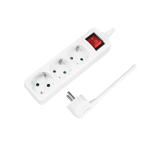 Prize si prelungitoare - PRELUNGITOR LOGILINK ,  Schuko x 3 ,  cablu 3G 1.5mm2 ,  230 V/16 A ,  50 Hz ,  max. 3500 W ,  buton intrerupator iluminat ,  IP20 ,  1.4m ,  alb ,  Cod Produs: LPS206