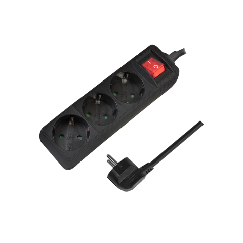 Prize si prelungitoare - PRELUNGITOR LOGILINK , Schuko x 3 , cablu 3G 1.5mm2 , 230 V/16 A , 50 Hz , max. 3500 W , buton intrerupator iluminat , IP20 , 1.4m , negru , Cod Produs: LPS206B