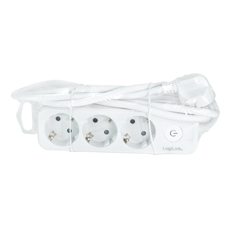 PRELUNGITOR LOGILINK ,  Schuko x 3 ,  cablu 3G 1.5mm2 ,  230 V/16 A ,  50 Hz ,  max. 3600 W ,  buton intrerupator iluminat ,  IP20 ,  1.5m ,  alb Cod Produs: LPS244 [1]