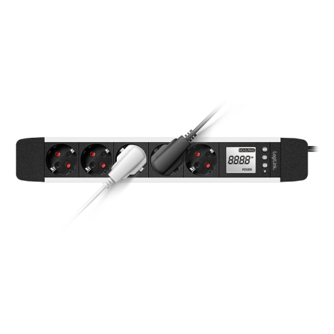 PRELUNGITOR LOGILINK ,  Schuko x 5 ,  cablu 3G 1.5mm2 ,  230 V/16 A ,  50 Hz ,  max. 3500 W ,  LCD consum ,  butoane: Power ,  Q ,  CO2 ,  Reset ,  1.4m ,  negru-argintiu ,  Cod Produs: LPS286 [2]