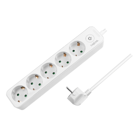 Electronice - PRELUNGITOR LOGILINK ,  Schuko x 5 ,  cablu 3G 1.5mm2 ,  230V/16A ,  50 Hz ,  max. 3600 W ,  buton intrerupator iluminat ,  IP20 ,  1.5m ,  alb Cod Produs: LPS246