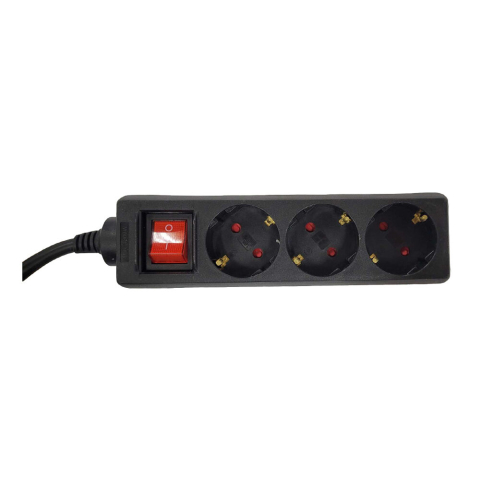 PRELUNGITOR SPACER ,  Schuko x 3 ,  conectare prin Schuko (T) , cu intrerupator cablu 1.5 m ,  16 A ,  protectie copii ,  Negru ,  Cod Produs: PP-3-15B [1]