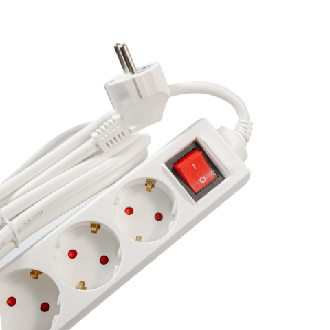 PRELUNGITOR SPACER ,  Schuko x 5 ,  conectare prin Schuko (T) ,  cablu 1.8 m ,  16 A ,  max. 3500W ,  protectie supratensiune ,  protectie copii ,  Alb ,  Cod Produs: PP-5-18 [2]