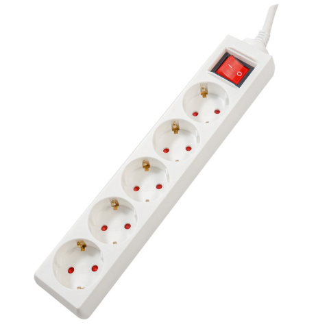 Prize si prelungitoare - PRELUNGITOR SPACER ,  Schuko x 5 ,  conectare prin Schuko (T) ,  cablu 3 m ,  16 A ,  max. 3500W ,  protectie supratensiune ,  protectie copii ,  alb ,  Cod Produs: PP-5-30