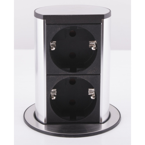 Priza cu protectie ELEVATOR 928.002 ,  Numar iesiri 2 ,  Schuko ,  230 V ,  Lungime cablu 2 m ,  Impamantare ,  Negru/Argintiu ,  Fisa Schuko montabila ,  Cod Produs: 928.002 [1]