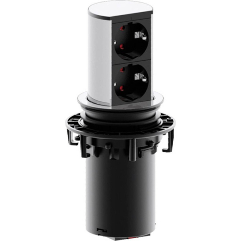 Priza cu protectie ELEVATOR 928.002 ,  Numar iesiri 2 ,  Schuko ,  230 V ,  Lungime cablu 2 m ,  Impamantare ,  Negru/Argintiu ,  Fisa Schuko montabila ,  Cod Produs: 928.002 [0]