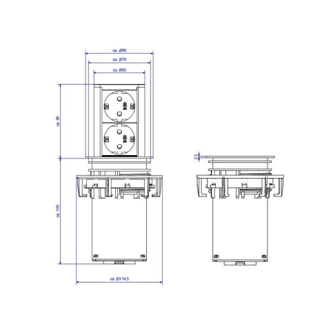 Priza cu protectie ELEVATOR 928.002 ,  Numar iesiri 2 ,  Schuko ,  230 V ,  Lungime cablu 2 m ,  Impamantare ,  Negru/Argintiu ,  Fisa Schuko montabila ,  Cod Produs: 928.002 [2]