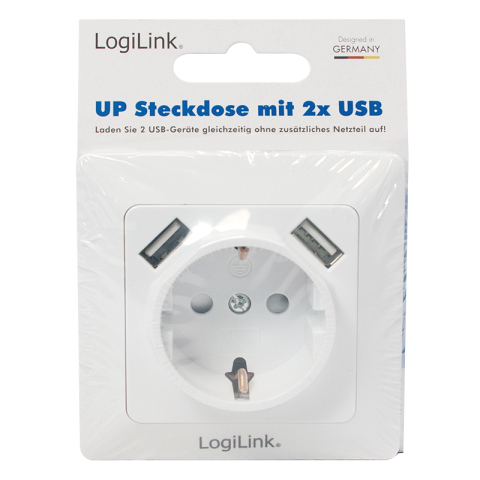 PRIZA LOGILINK ,  pentru perete ,  Schuko x 1 ,  USB x2 5V/2.1A  ,  230V AC ,  50 Hz ,  alb Cod Produs: PA0162 [3]
