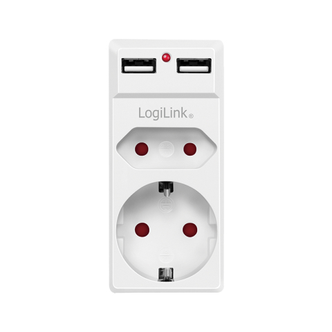 PRIZA LOGILINK ,  Schuko x 1 ,  Euro Socket x 1 ,  USB x 2 5 V/2.1 A ,  max. 10.5 W ,  230 V/16 A ,  50 Hz ,  max. 3680 W ,  IP20 ,  LED activate ,  alb Cod Produs: PA0276 [1]